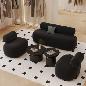 Canapé moderne incurvé trois places en flanelle, style nordique, pour salon et appartement - Product Image 2