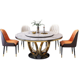 <b>Round</b> Marble Dining <b>Table</b> Set With Gold Base 4 Piece Modern Luxury Dining Room Furniture For <b>Small</b> Homes And Apartments - Product Image 5