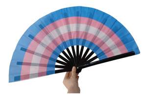 Abanicos Plegables de Bambú de 33 cm (13 Pulgadas) con Mango de Plástico de Poliéster, Pintados para Navidad, en Blanco y Negro, de Fábrica - Product Image 5