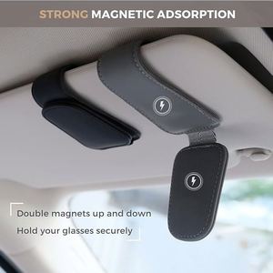 Penjepit Kacamata & Kartu Multifungsi Kulit Magnetik untuk Sun Visor Mobil, Tempat Kacamata & Tiket, Klip Kacamata untuk Sun Visor Mobil - Product Image 3