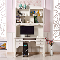Groothandel China Premium Duurzaam Wit MDF Houten Computerbureau Lade Executive Kantoortafel Boekenkast Fabrieksprijs Thuiswerkplek