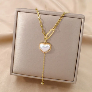 <span class=keywords><strong>Collana</strong></span> Gioiello di Moda all'Ingrosso con Delicato Pendente a Cuore su Catena a Maglie Miste in Acciaio Inossidabile Placcato Oro 18K PVD, Regalo di Tendenza per <span class=keywords><strong>San</strong></span> <span class=keywords><strong>Valentino</strong></span> - Product Image 2