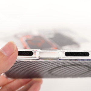 Étui magnétique JOYPORODO B147 à double tonalité avec motif en fibre de carbone et support d'objectif pour iPhone 12 13 14 15 16 17 Pro Max et <span class=keywords><strong>Samsung</strong></span> - Product Image 4