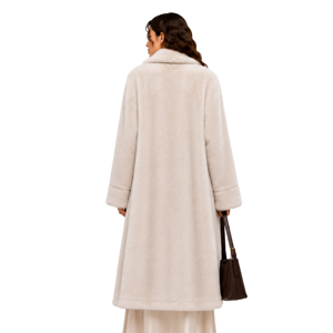   Manteau long de luxe en fausse fourrure de vison Maxi, col <span class=keywords><strong>blazer</strong></span> à revers, coupe oversize, soyeux et moelleux, pour l'hiver, vente en gros en petites séries - Product Image 3