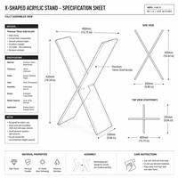 Support de lecture pliable en acrylique solide personnalisé en forme de X, imprimé UV, pour livres de cuisine, tablettes, décoration esthétique de bureau