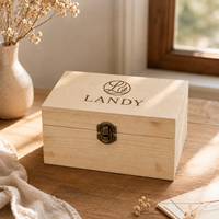 Boîte en bois avec couvercle à charnières, en pin massif brut, coffre de rangement pour projets professionnels de bricolage et de marquage de marques