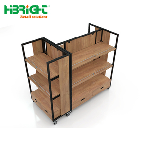 Estantería de Madera Premium para Supermercado con Ruedas Giratorias de Alta Resistencia, Exhibidor Móvil para Tiendas de Abarrotes - Product Image 1
