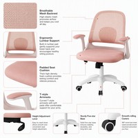 Chaise de bureau tendance en maille avec accoudoirs rabattables, réglage en hauteur, soutien lombaire, pivotante, pour bureau à domicile