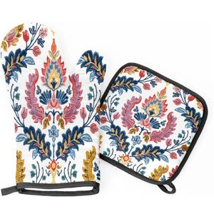 Ensemble de gants de four et de porte-casseroles en tissu de coton avec logo imprimé personnalisé résistant à la chaleur et au lave-vaisselle écologique pour la cuisine - Product Image 6