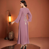 Nouveau lourd femmes Abaya arabe Robe cousue à la main strass Robe pour été automne fait Polyester pour moyen-orient étranger