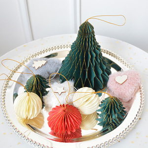 Christmas Tree Decoration Window Decoration Honeycomb Origami Colorful Christmas Tree Shape Hanging Decoration - Product Image 2