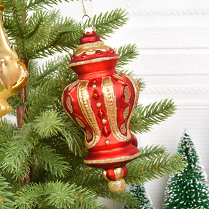 Décoration de Noël créative en verre peint, scène de téléphone et paysage, pendentif décoratif pour arbre de Noël, emballage en boîte - Product Image 3