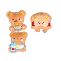 Porte-clés ours en peluche mignon fast-food, porte-clés ours en peluche doux avec burger et boisson, breloque de sac Kawaii pour enfants