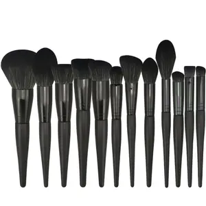 Kosmetische Make-up Pinsel Set OEM Haar werkzeuge Holz Exquisite Mädchen Schwarz Serie 12 Stück Synthetisches Haar Beauty Care Make-up Tools