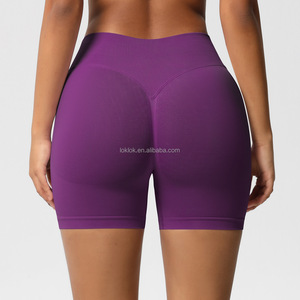 Shorts Deportivos de Mujer con Efecto Push-Up, Logotipo Personalizado, Cintura Alta, para Gimnasio, Yoga, al por Mayor, Transpirables, de Secado Rápido, Sin Costuras, de Spandex/Nailon - Product Image 2