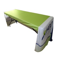 Nappe en polyester rectangulaire imprimée avec logo personnalisé carré imprimé noir de 6 pieds pour couvertures de table publicitaires