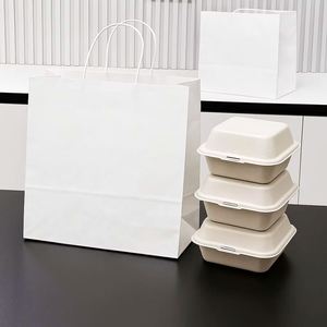 Custom Printed Your Own Logo <b>Biodegradable</b> Kraft Brown Paper Bags for Restaurant Catering Fast Food Takeaway Pillow <b>Packaging</b> - Product Image 3