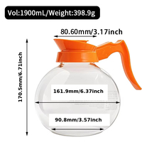 Carafe à café commerciale en verre borosilicate haute résistance de 1900 ml (64 oz), pot, carafe, jarra de café, pièces de rechange