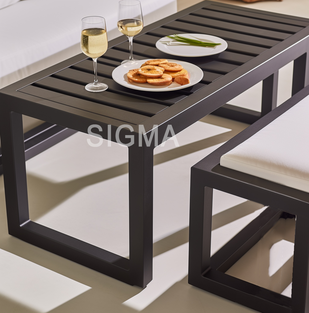 Wholesale New Design Garden Furniture Set Outdoor Patio Solid Aluminum Soft Cushion Chair Dining Table 4 6 8 Seater