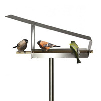 JH-Mech Surface extérieure Décoration de jardin contre la pluie et la neige Mangeoire à oiseaux suspendue en acier inoxydable avec support