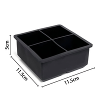 Ensemble de bacs à glaçons en silicone noir pliable, moule à glaçons pliable gain de place 4 pièces