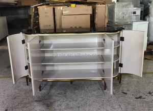 Credenza per <span class=keywords><strong>Sala</strong></span> <span class=keywords><strong>da</strong></span> <span class=keywords><strong>Pranzo</strong></span> di Tendenza, Tavolo Console Moderno con Piano in Marmo, Set di Mobili di Lusso per Decorazione Soggiorno - Product Image 3