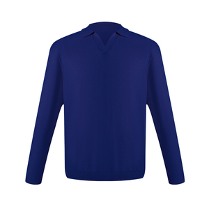 Polo de manga larga prendas de punto logotipo personalizado alta calidad Casual Top 100% Cachemira suéter de hombre - Product Image 1