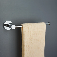 Ensemble d'accessoires de salle de bain modernes en acier inoxydable chromé poli, écologiques, à fixation murale, avec porte-brosse WC et porte-rouleau de papier toilette