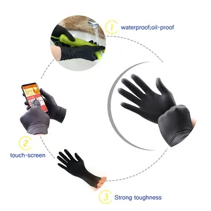 일회용 9 인치 4.5g 블랙 니트릴 손가락 대마 Guantes 드 니트릴로 트라바조 작업 장갑 블랙