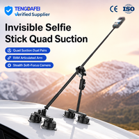 Perche à selfie invisible avec support de voiture à quatre ventouses pour Insta360 X4 X3, perche télescopique en aluminium CNC, pince crabe, kit Vlog anti-tremblement