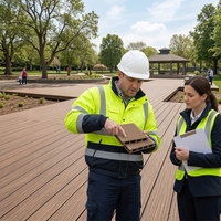 Planche de terrasse en WPC à grain de bois imperméable moderne, revêtement composite extérieur pour jardin avec texture de surface naturelle