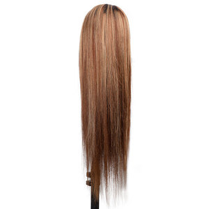 Peluca de cabello humano Rubio, 30 pulgadas, largo, liso, marrón, 13x4, encaje transparente resaltado, 10a, realce, cuerpo ondulado - Product Image 4