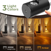 LOHAS 3CCT Mini Veilleuses Ambre-3000K-5000K avec Capteur Crépusculaire, Projecteur Lampe de Chevet pour Salle de Bain et Escaliers
