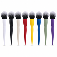 Pinceau à poudre personnalisé avec logo, micro-pointes douces blanches, manche velours mat pour marques de beauté et fournisseurs de cosmétiques