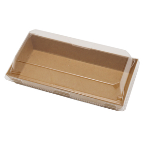 Takeaway rectangular paper sushi cookie sandwich tray with lid togo cardboardi kraft paper tray