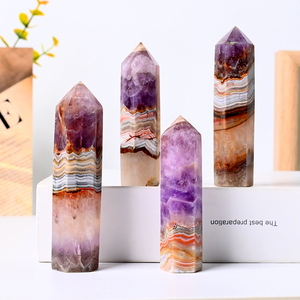 หินบำบัดธรรมชาติแท่งคริสตัลทรงหอคอย อะเมทิสต์ อาเกต สำหรับตกแต่ง ขายส่ง - Product Image 5