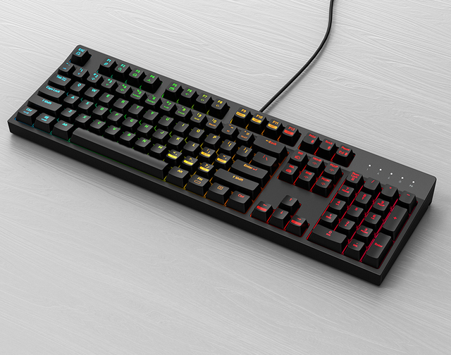 104-Key Wired Mechanical Keyboard with Color Lighting ABS Material Metal Features Laptop Desktop English