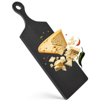 Planche à découper en bambou extra longue personnalisée avec poignée, planche à charcuterie et à fromage, durable, épaisseur 2,0 cm, design noir, certifiée BSCI