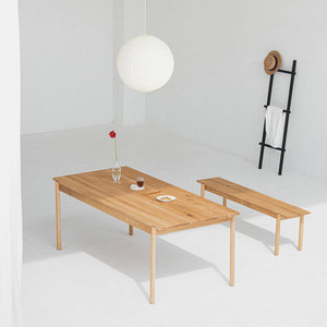 Modern Minimalist <b>Solid</b> White Oak Rectangular Dining <b>Table</b> with Large Board Assembly Required - Product Image 1