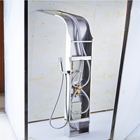 Panneau de douche mural LED moderne à jet de pluie, avec jets de massage, mitigeur thermostatique en céramique à poignée unique, en acier inoxydable – Meilleures ventes
