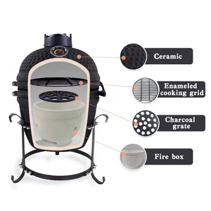 Barbecue au charbon <span class=keywords><strong>de</strong></span> bois en céramique moderne Auplex AU-13, réglable, sans fumée, portable, mini Kamado en acier, 13 pouces, forme œuf - Product Image 4
