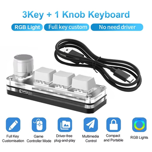 لوحة مفاتيح ميكانيكية ماكرو RGB صغيرة للألعاب مخصصة لوحات مفاتيح برمجة 3 مفاتيح للفوتوشوب - Product Image 3