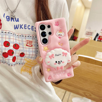 Coque de téléphone Kawaii rose pastel avec nœud et support pour SamSung Galaxy S26 Ultra S25 A57, en silicone souple avec poignée de protection