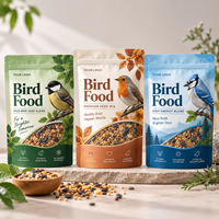 Sacs personnalisés pour aliments pour oiseaux avec fermeture éclair et fenêtre transparente, sachets imprimés à fond plat pour graines et mélanges de graines pour oiseaux