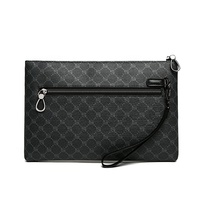 Pochette pour homme de grande capacité, en cuir synthétique imperméable, pour le rangement de documents
