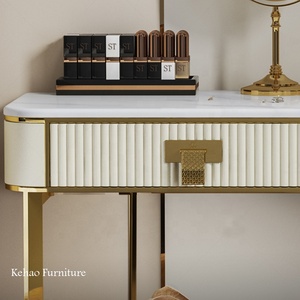 Bàn Trang Điểm Hiện Đại Với Gương Vàng Thép Không Gỉ Sang Trọng Phòng Ngủ Bàn Trang Điểm Bộ Bàn Trang Điểm Đá Cẩm Thạch Trắng - Product Image 6