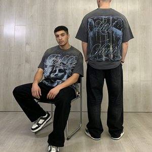 บริการ OEM เสื้อยืดผู้ชายผ้าฝ้าย 100% เสื้อยืดผู้ชายไซส์ใหญ่แบบสั่งทำ เสื้อยืดคอตตอนออร์แกนิคทรงหลวม พิมพ์ลายด้วยความร้อน สไตล์ฮิปฮอป - Product Image 2