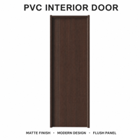 Porte intérieure moderne en PVC, finition mate, texture bois lisse, noyer foncé, pour villa et appartement