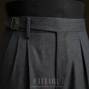 Pantalón <span class=keywords><strong>Gurkha</strong></span> MTM 100% Lana, Pantalón Casual Personalizado para Hombre, Pantalón a Medida de Cintura Alta para Hombre - Product Image 2