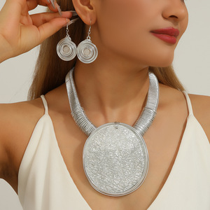 Large Pendants Chunky <b>Statement</b> <b>Necklace</b> Body Big Stone 18k Gold Plated Heavy Artificial Jewelry Set for African Women - Product Image 2